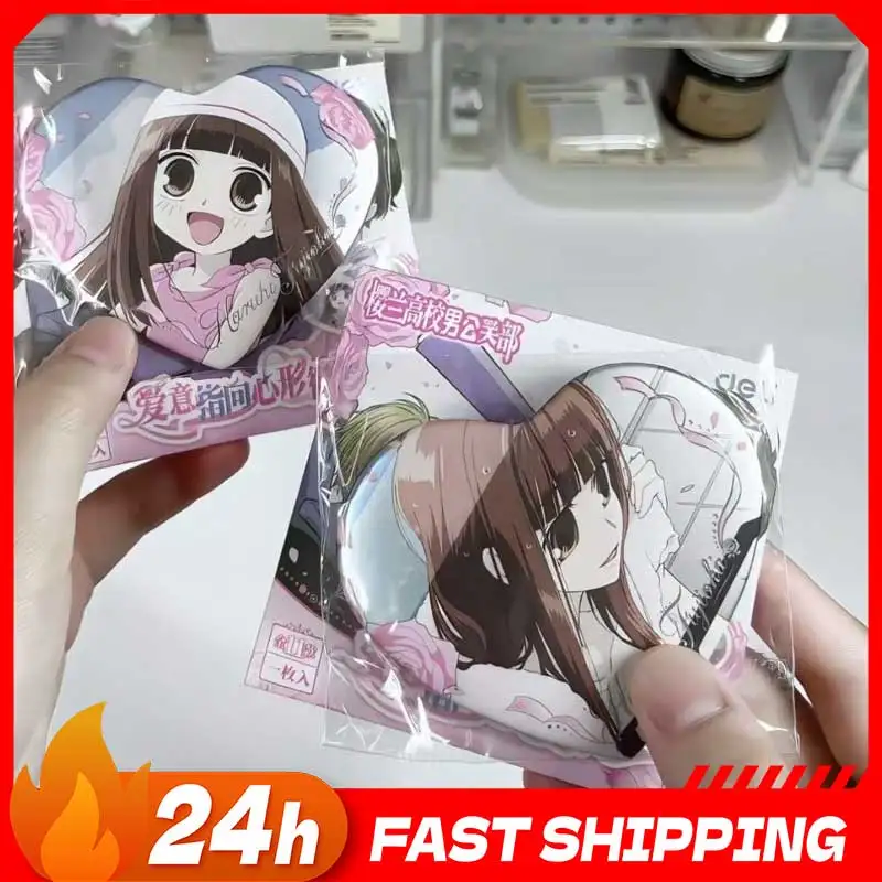 

High School Anime Peripherals Haruhi Fujioka Figure Heart-shaped Badge Haruhi Fujioka Figurine Pin Decoration Collection Toys