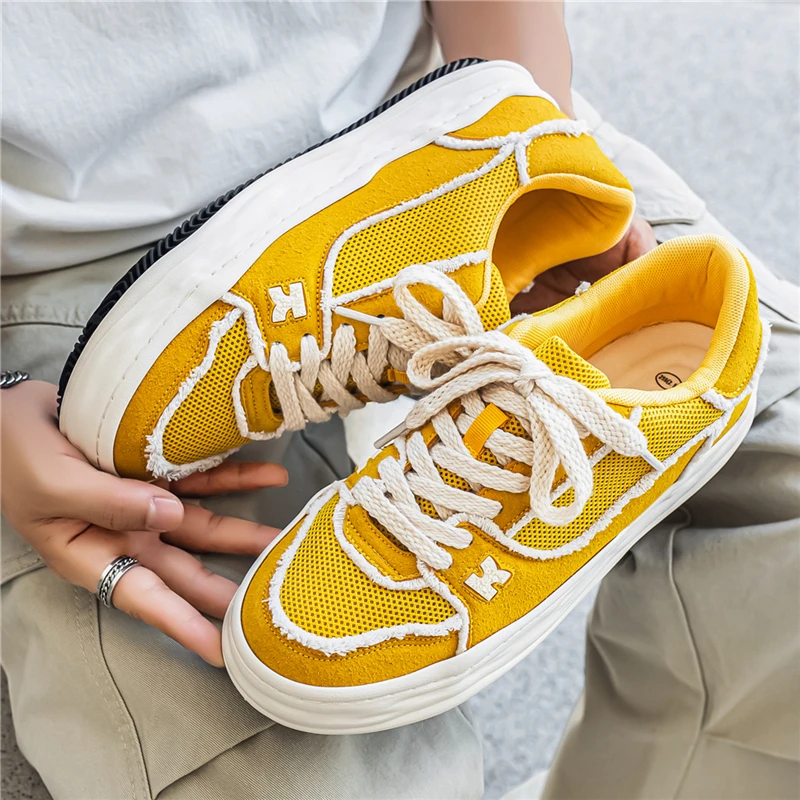 

2026 summer new trend fashionable casual sports lightweight breathable thick soled men's shoes low top board shoes bread shoes