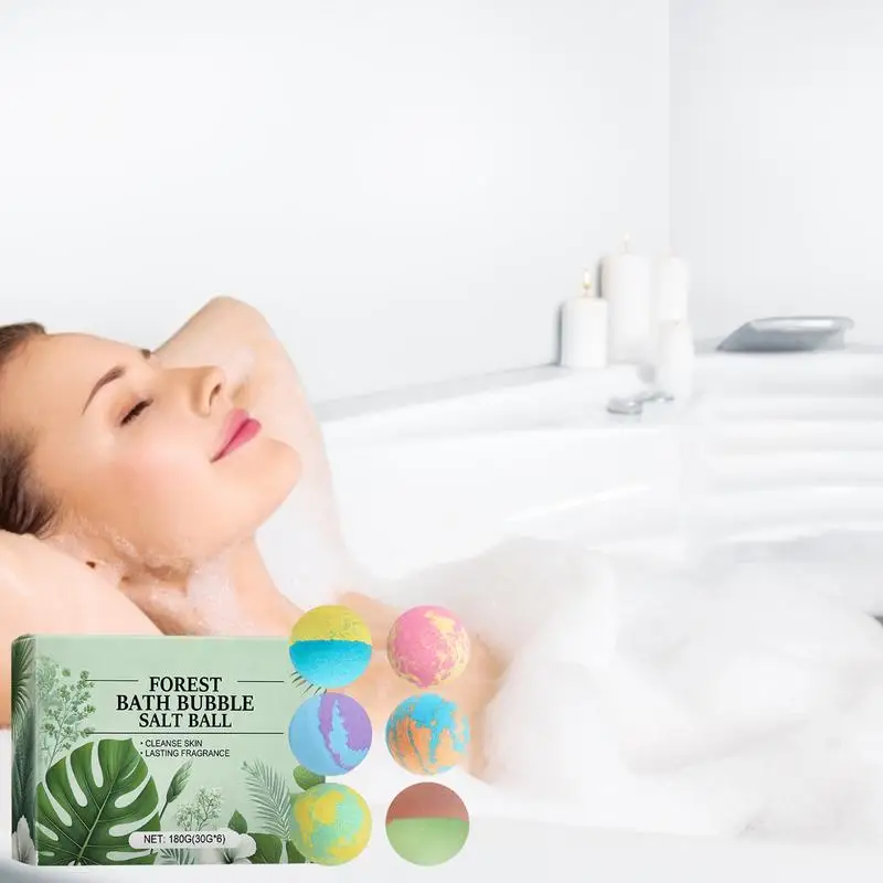 30gx6pcs Bath Salt Ball Body Skin Smoothing Moisturizing Stress Relief Long-lasting Natural Fragrance Bubble Shower Balls