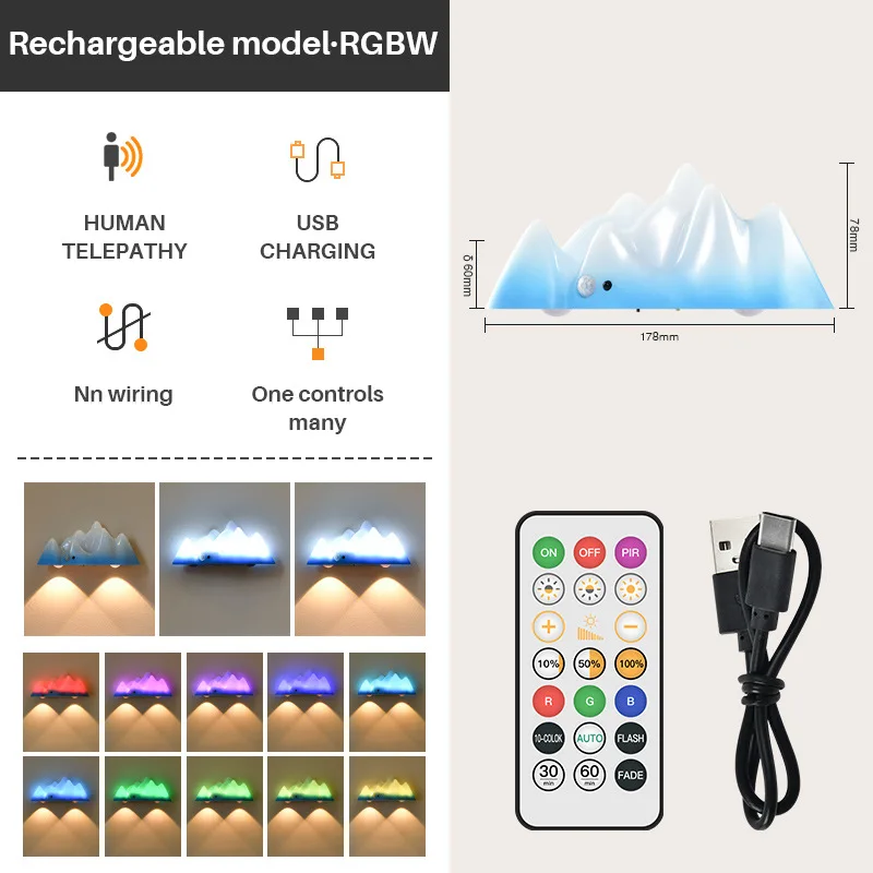 LED Night Light Atmosphere Decor Light RGB Dimmable Rechargeable Nightlamp For Bedroom Living Room Decor New