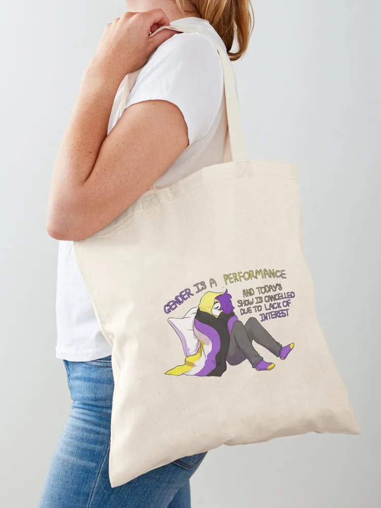 GENDER IS A CANCELLED PERFORMANCE NONBINARY PRIDE Tote Bag Beach bag Portable shopping bag tote canvas