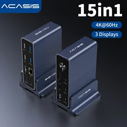 Acasis USB-C Docking Station 15 Ports Hub 10Gbps USB-C to HDMI 4K@60HZ PD100W For Macbook Pro Triple Display Expansion Dock