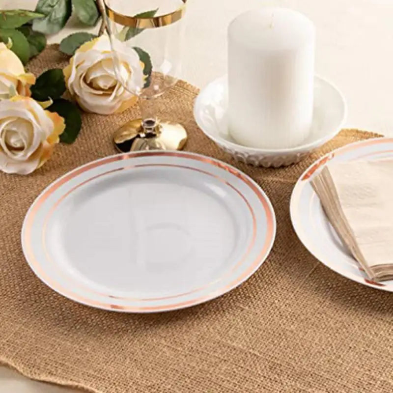 Gold Dinnerware Set birthday party disposable tableware plates cup knives forks spoons napkins tablecloth party wedding supplies