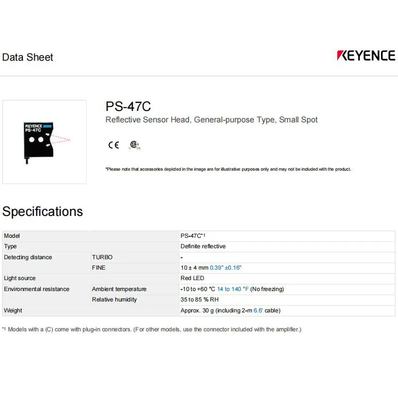 PS-47C  KEYENCE Diffused Reflection Type Sensing Head Photoelectric Sensor, Large Quantity, Welcome to In