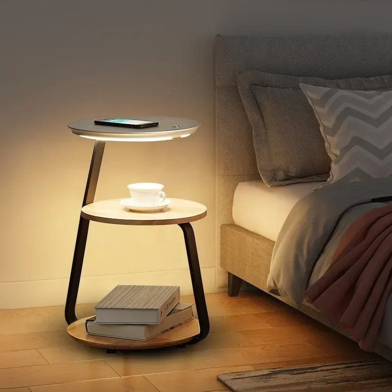 Floor Lamp Living Room Sofa Bedroom With Mobile Phone Wireless Charging Creative Shelf Design Bedside Table All In One News