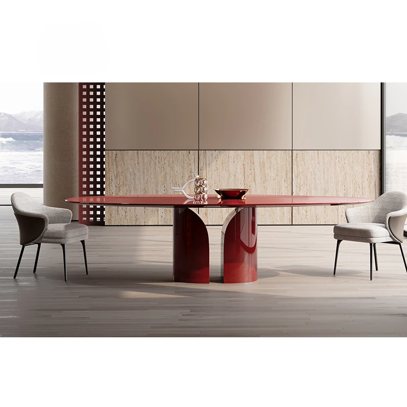 Minimalist dining table: home modern, simple, light luxury, droplet special-shaped dining table, large apartment high-end