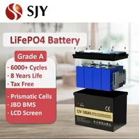 6000 Cycles New Grade A Lifepo4 12V 100Ah Lithium Battery Pack with LCD for RV Rickshaw Semi-trailer Solar System