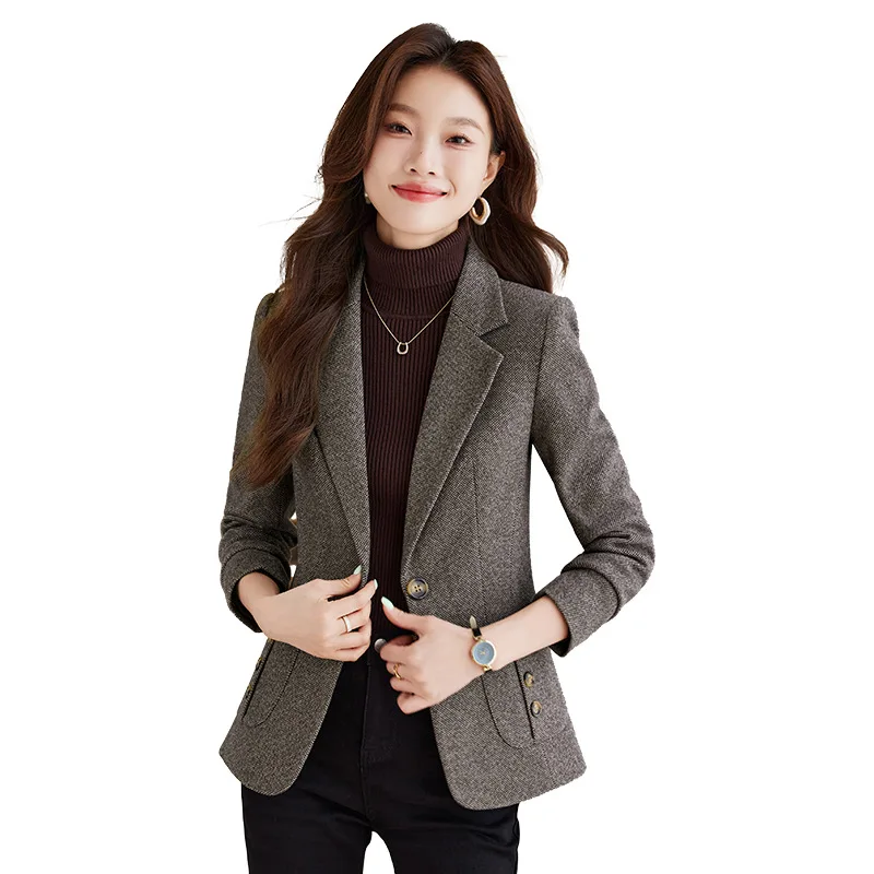 High Quality Long Sleeve Female Blazer Single Button Slim Jacket Ladies Business Work Wear Formal Suit Coat Women Outerwear New