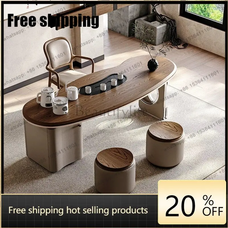 Italian minimalist, solid wood tea table, modern light luxury tea table Factory Direct