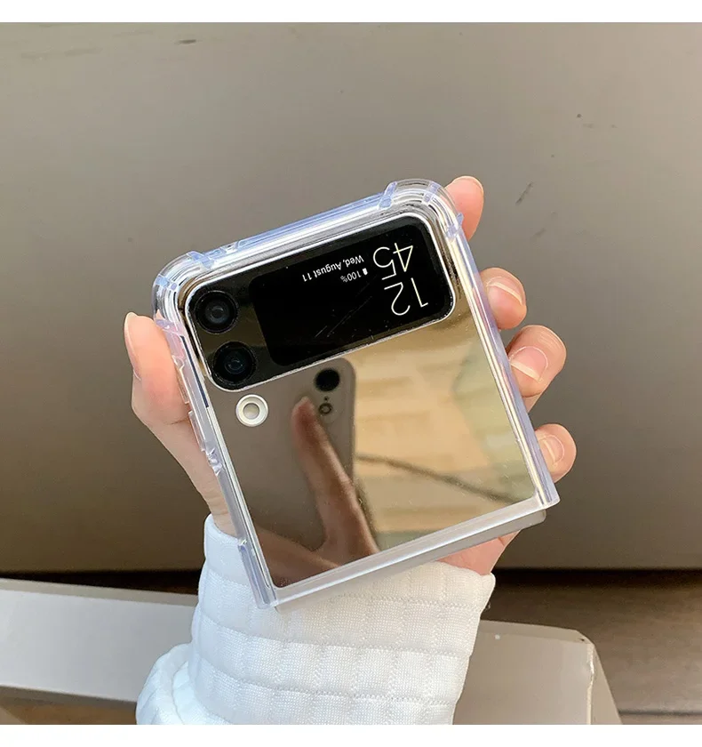 Luxuriöse Handyhülle mit Make-up-Spiegel für Damen und Mädchen, passend für Samsung Galaxy Z Flip 3 4 5 6 7 FE Flip7 Flip6 5G, schlanke, robuste Schutzhülle. – Detail 3