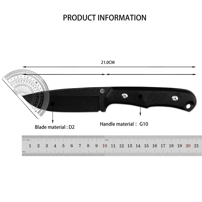 New R small straight knife G10 with hemp handle handle D2 blade outdoor tactical hunting jungle adventure portable EDC tool