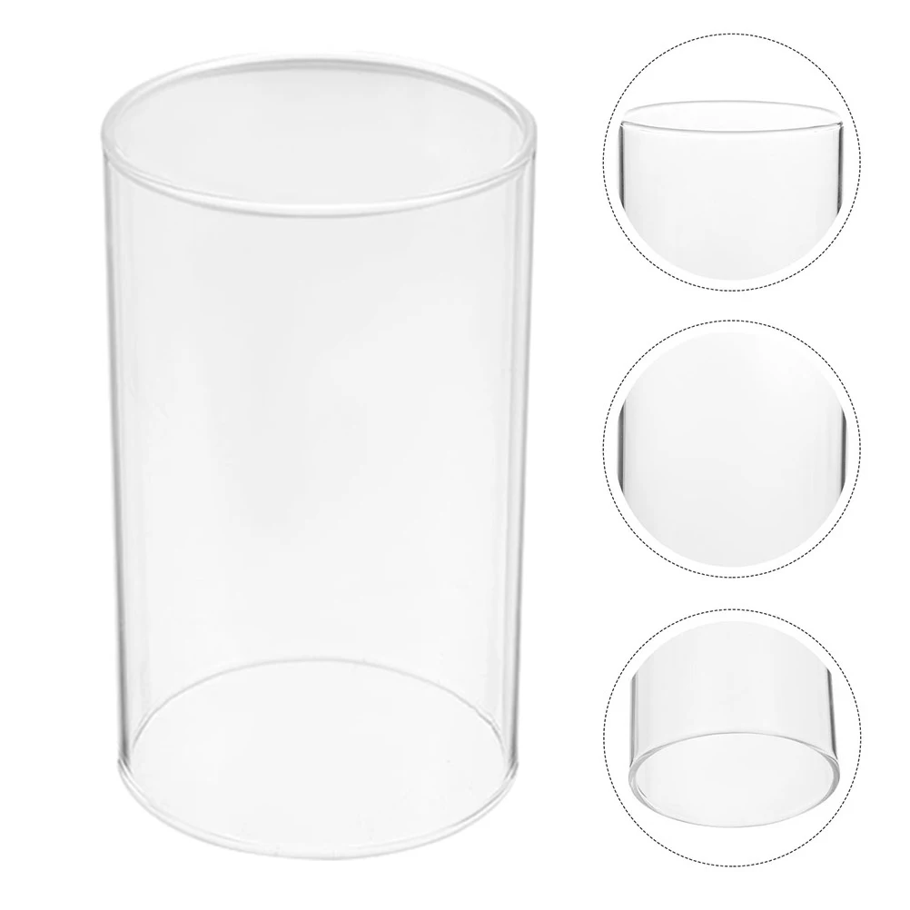 2Pcs Household Shades Clear Glass Tube Cover for Creative Decoration Supply Cylinder Candleholders