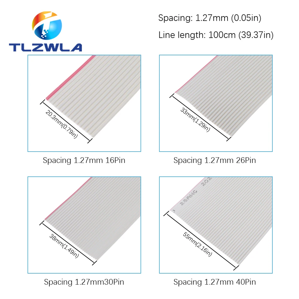 10Meter 1.27mm spacing 8P 10P 12P 14P 16P 20P 26P 30P 40P Grey flat cable FC-8 10 16 28AWG The wire,For IDC FC 2.54MM connector