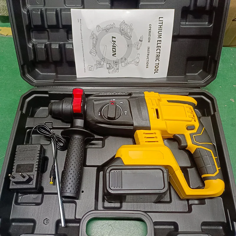26MM Brushless Electric Hammer Drill Multifunctional Rotary Cordless Rechargeable Power Tools For 21V Battery Fast logistics