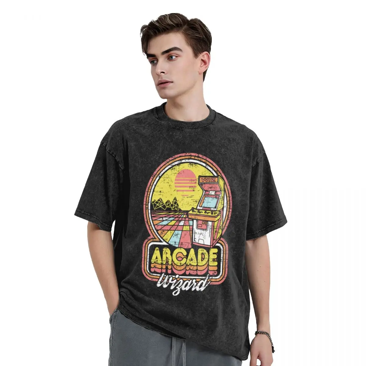 

Arcade Wizard T-Shirt man clothes cute tops vintage clothes Aesthetic clothing black t shirts for men