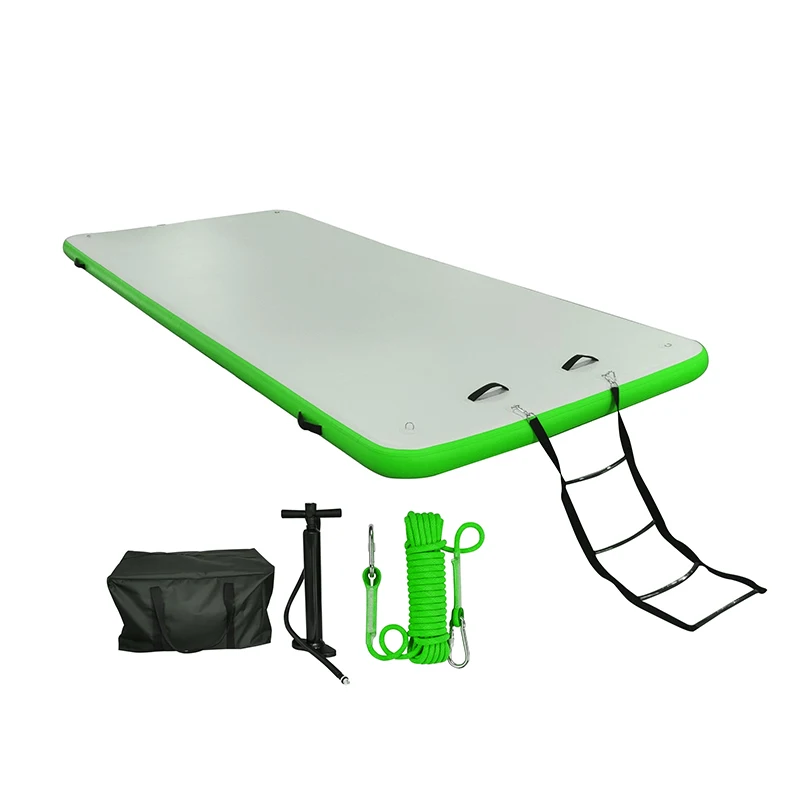floating pool island PVC floating swimming dock platform inflatable water platform with ladder
