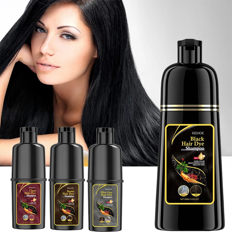 New Hair Dye Shampoo 3 in1 Darkening Hair Shampoo Cover Grey Hair Morocco Argan Oil Essence Natural Colorng Cover Purple Shampoo