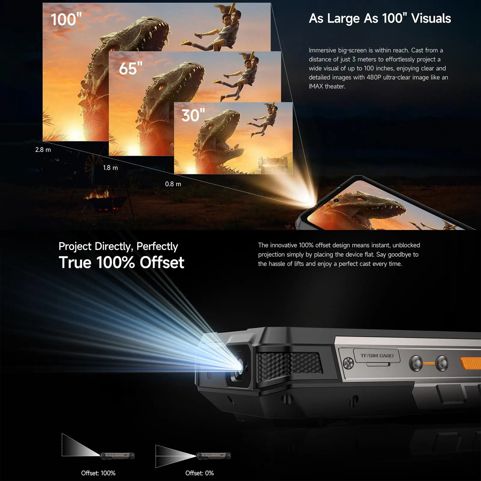 Ulefone Armor 34 Pro+ Rugged Smartphone 5G Projector 6.95" 120Hz 16GB+512GB 25500mAh 66W 64MP Night Vision Android 15 NFC