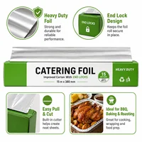 Heavy Duty Aluminium Foil Roll (15m x 380mm ) – Commercial Catering Tin Foil Wrap for BBQ Grilling, Oven Baking, Roasting & Food Prep, Dispenser Box with End Locks 4