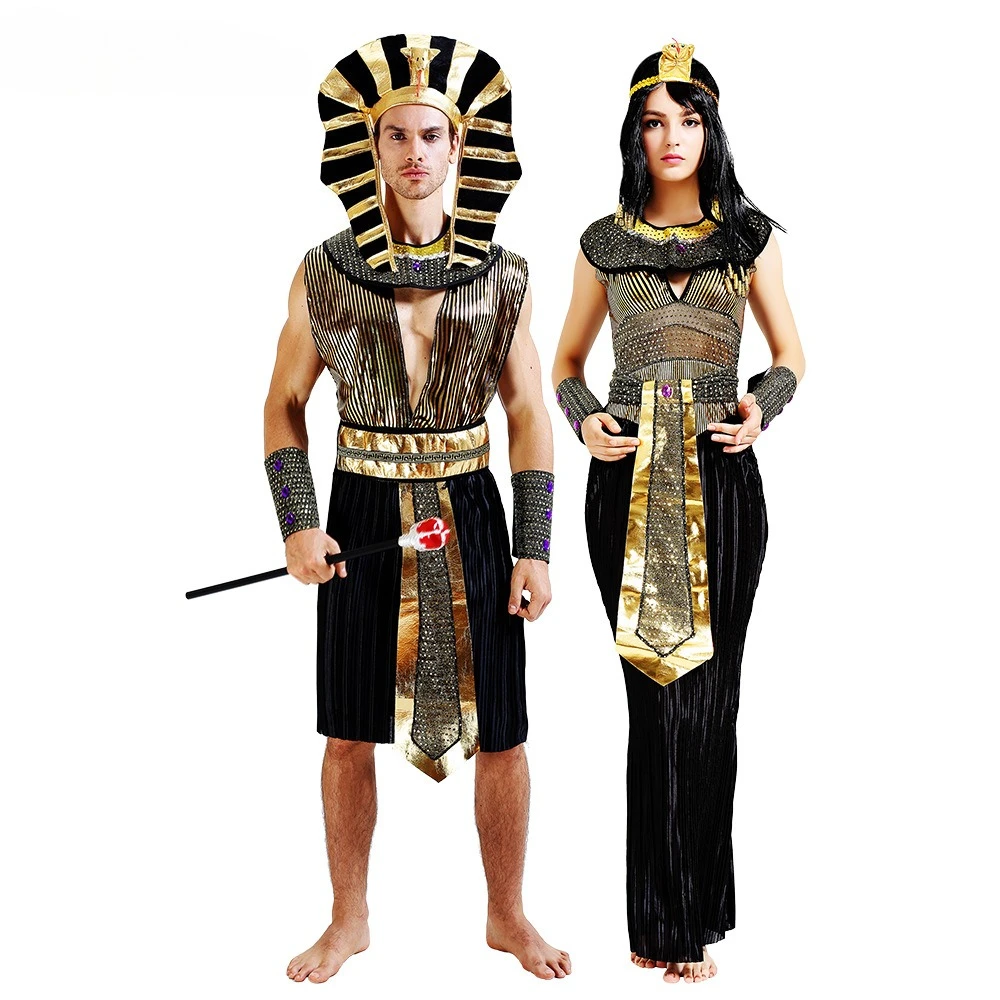 Couple Nile Egyptian Pharaoh Cleopatra Cosplay Costume Halloween Masquerade Party Stage Role Play Performance Clothing