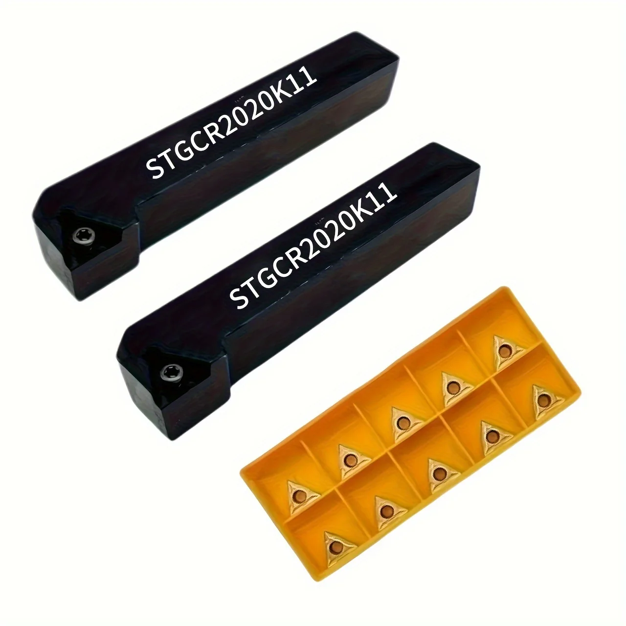 

2pcs STFCR2020K11 Tool Holders + 10pcs TCMT110204 Carbide Inserts - CNC Turning Set for Steel/Stainless