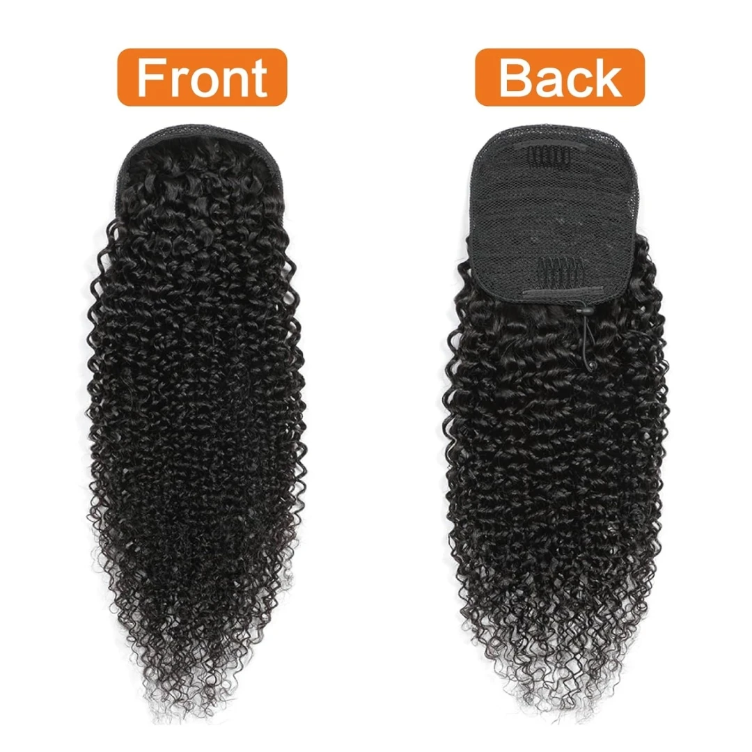 Kinky Curly Ponytail Human Hair Drawstring Ponytail for Black Women Brazilian Human Hair Curly Ponytail Extension Natural Black