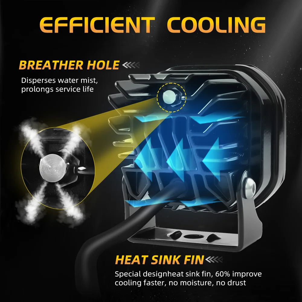 HAOLIDE 3INCH Motorcycle LED Driving Light Spot Flood Beams 6500K Work Light 3000K Fog Lamp  for off-road use Cars ATV 12V 24V