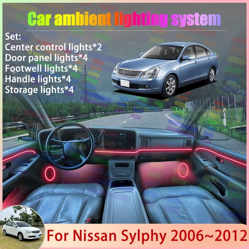 

For Nissan Sylphy 2006~2012 G11 G15 Almera MK2 2/18 in 1 Car Atmosphere Light Lamp RGB Shade Ensemble Streamer Atmosphere Set