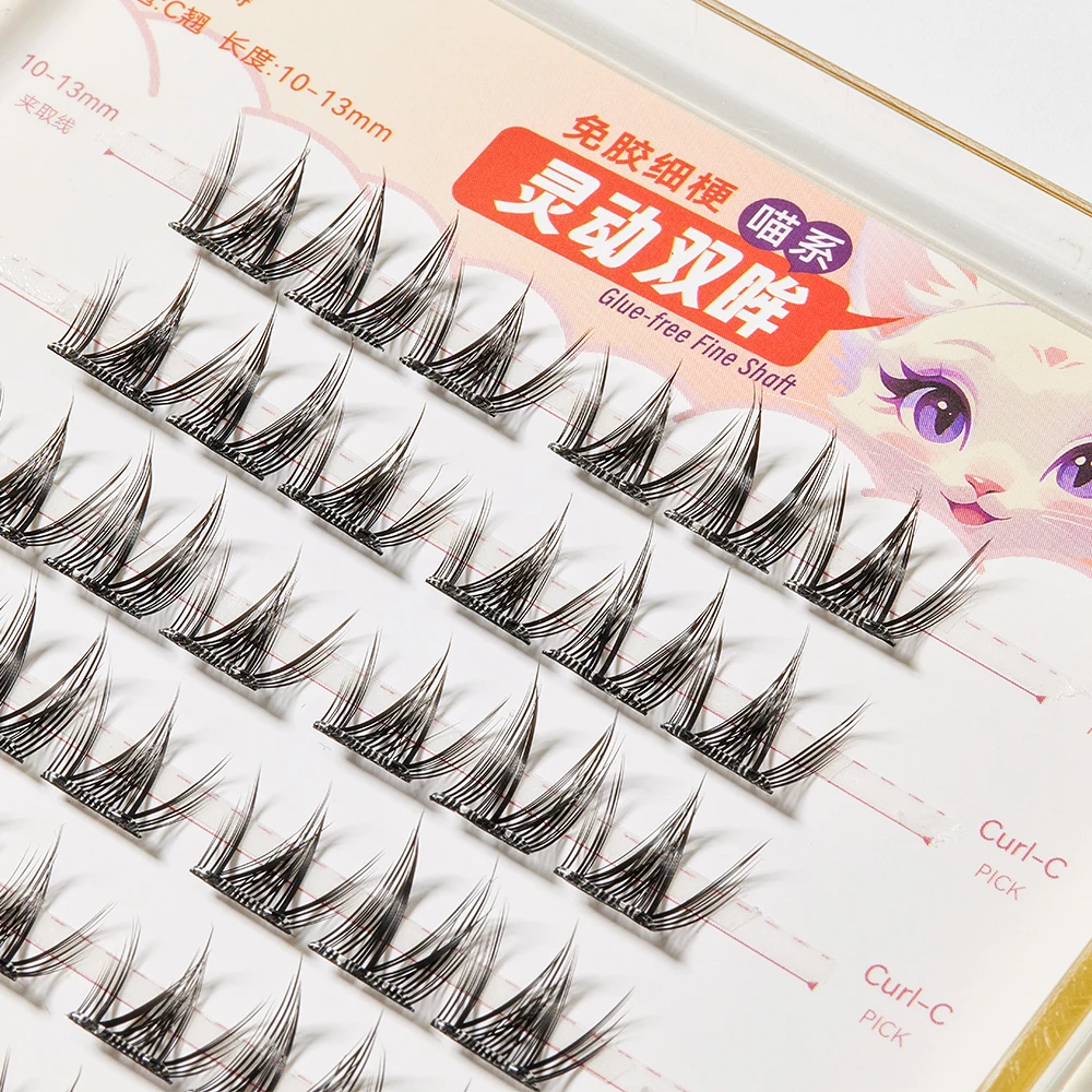 Yelix No Glue Needed False Eyelashes Large Capacity 10 Row Glue-free Fluffy Cluster Eyelash DIY Extensions