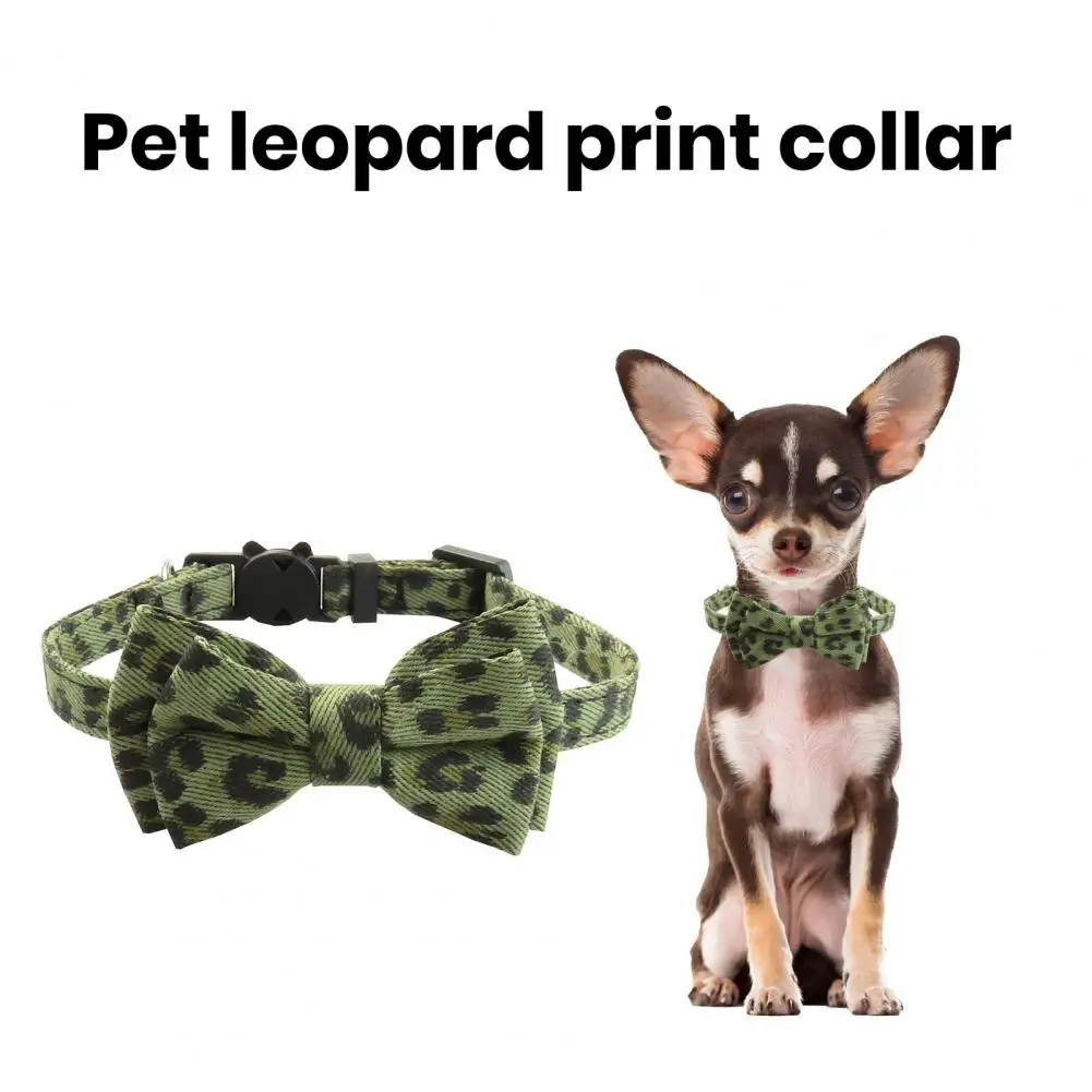 Elegant Pet Collar Stylish Leopard Print Pet Collar with Bow Tie Bell for Cats Small Dogs Adjustable Lightweight for Fashionable