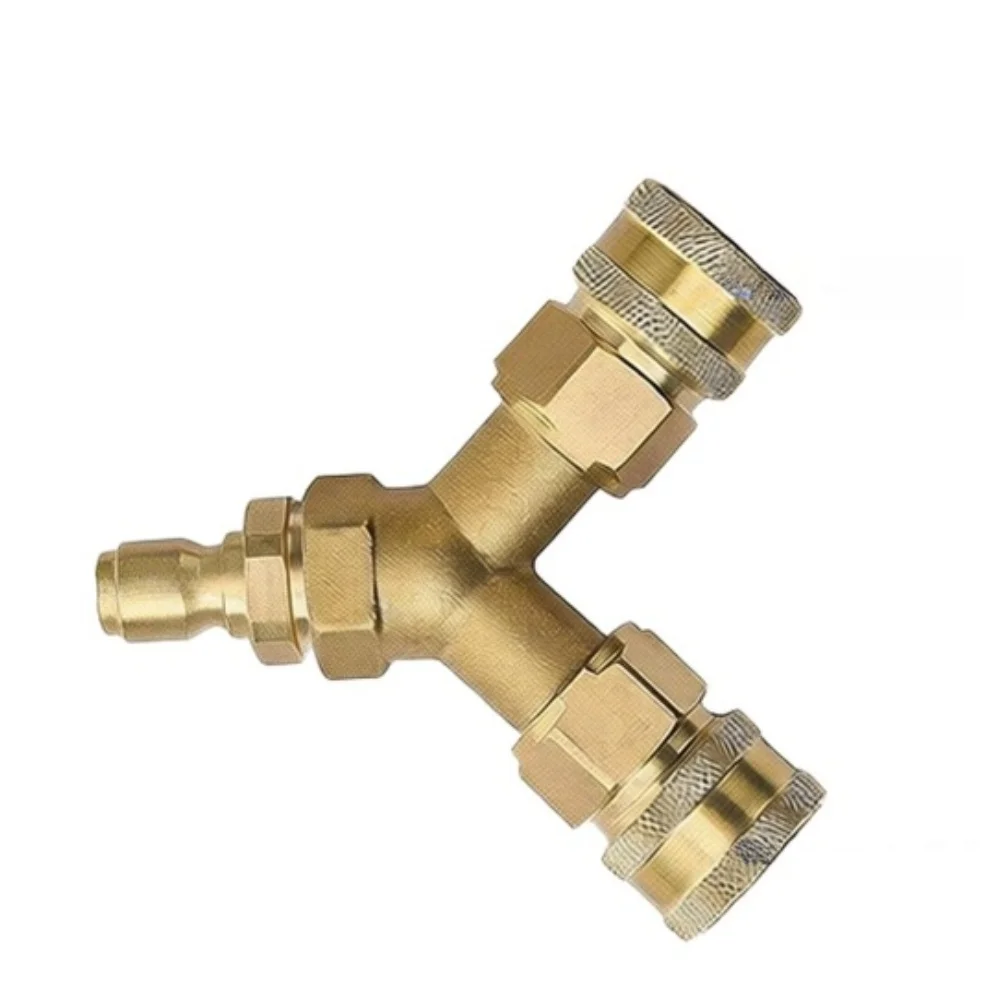 3/8 Fitting Pressure Washer Tee 5000PSI Splitter Coupler Brass Quick Connect Two To 1PC 4.0 GPM Accessories 3/8