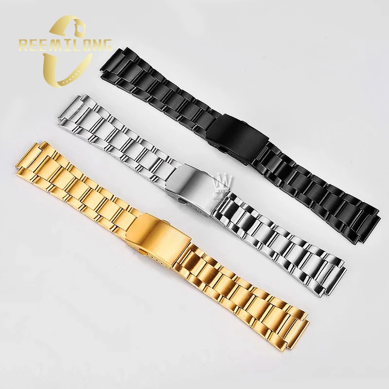 Stainless steel watch case strap set for CASIO AE1200 AE1300 mod refined metal silver black gold watchband Protective film kit