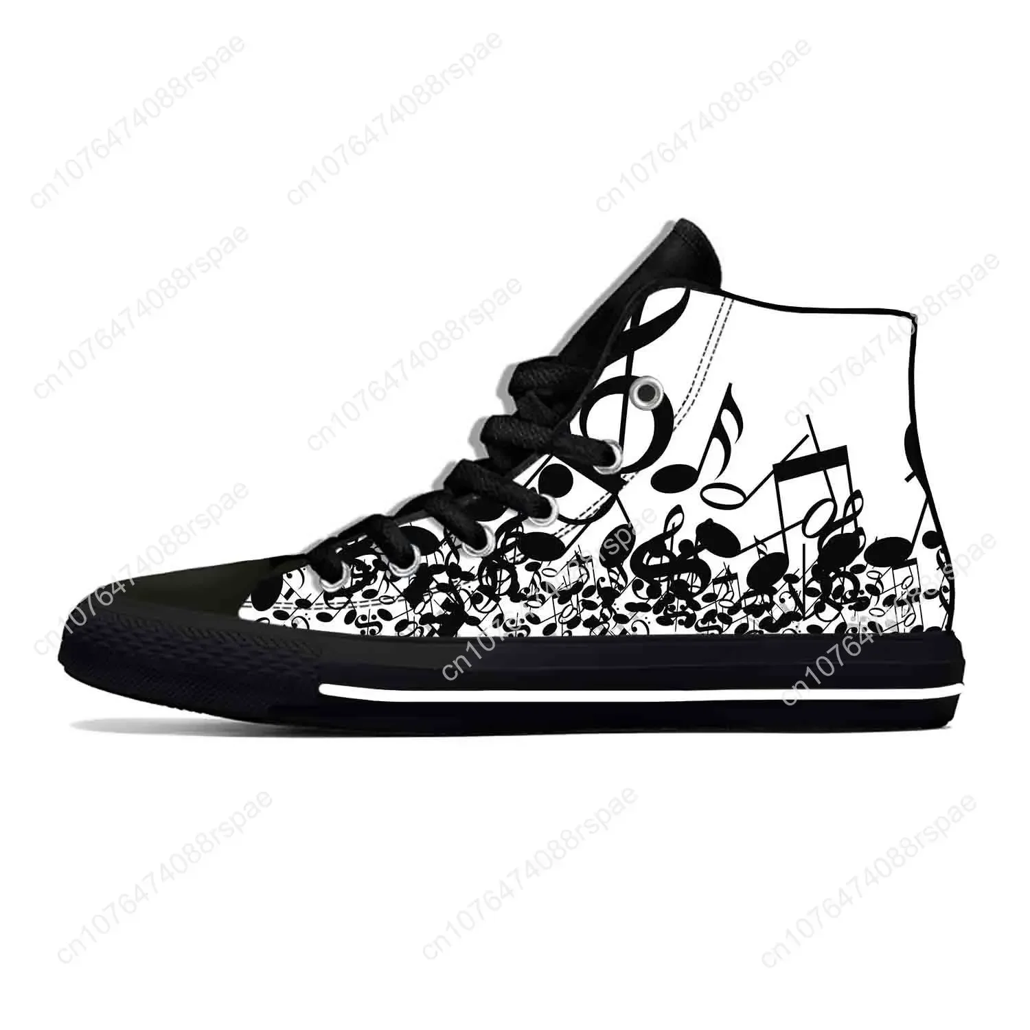 Anime Cartoon Musik Note Musiknoten Mode lässig Stoff Schuhe High Top leichte atmungsaktive 3D-Druck Männer Frauen Turnschuhe