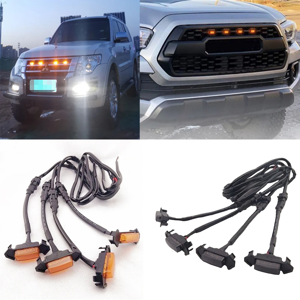 4pc Set Amber White Front Grille Lighting Kit For 2016-up Toyota Tacoma W/TRD for JEEP Wrangler JL