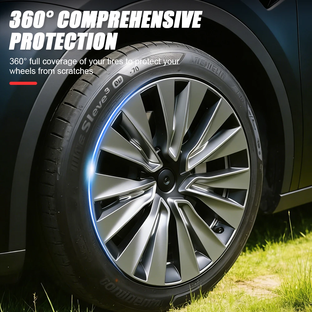 4PCS HubCap Car 18 Inch for Tesla Model 3 Highland 2025 Replacement Wheel Cap Automobile Full Rim Cover Accessories Wheel Cover