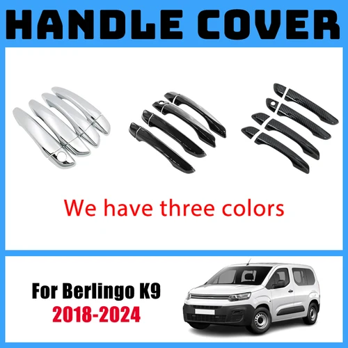 Imagen 1 del producto Cubierta de manija de puerta de coche, pegatina antiarañazos para Citroen Berlingo K9 Peugeot Partner 2018 2019 2020 2021 2022 2023 2024