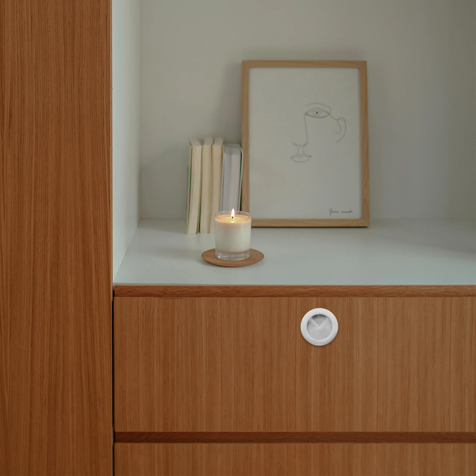 

2 Pcs Stainless Steel Cabinet Door Handle 40mm Diameter 35mm Hole Round Buckle Hidden Pull Handles Furniture Grip Recessed