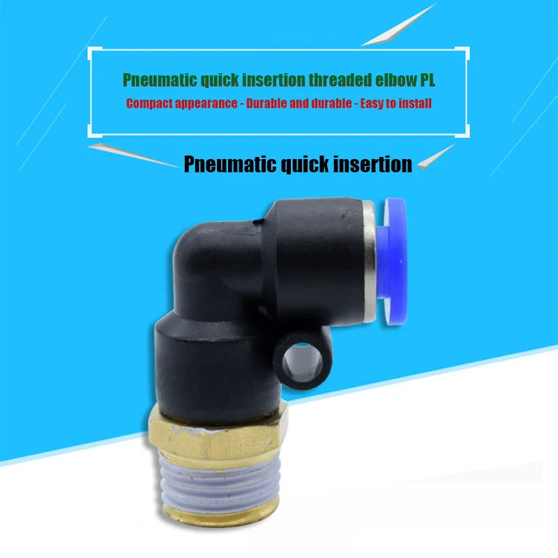 Pneumatic Air Fittings Pipe, PL cotovelo pneumático, mangueira tubo, empurrar na mangueira de rosca, conector rápido, 4mm, 6mm, 8mm, 10mm, 12mm, 16mm, 1mm, 8mm, 1, 2 PCes, 2 PCes