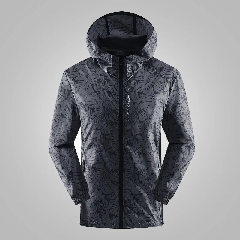 Men's Thin Sun Protection Jacket Outdoor Zipper Hooded Loose Casual Outerwear UV-proof Breathable Quick Dry Cycling Coats UPF50+