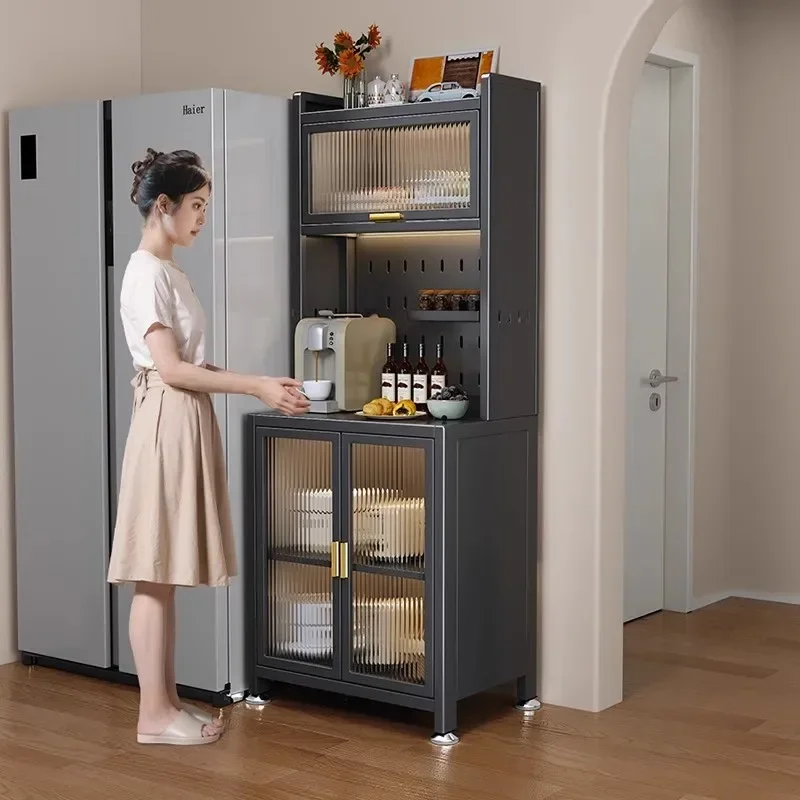 Strong magnetic adsorption cabinet door, household small apartment metal dining side cabinet, living room and kitchen