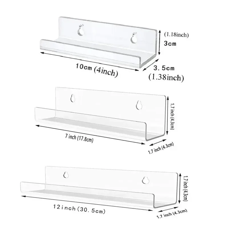 2pcs Acrylic Record Display Stand Shelf Clear Wall Mounted Vinyl Record Holder Floating Shelves LP Record Album Storage Rack