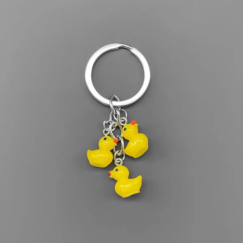 cute Yellow Duck Keychain rubber Ducks Family Key Ring