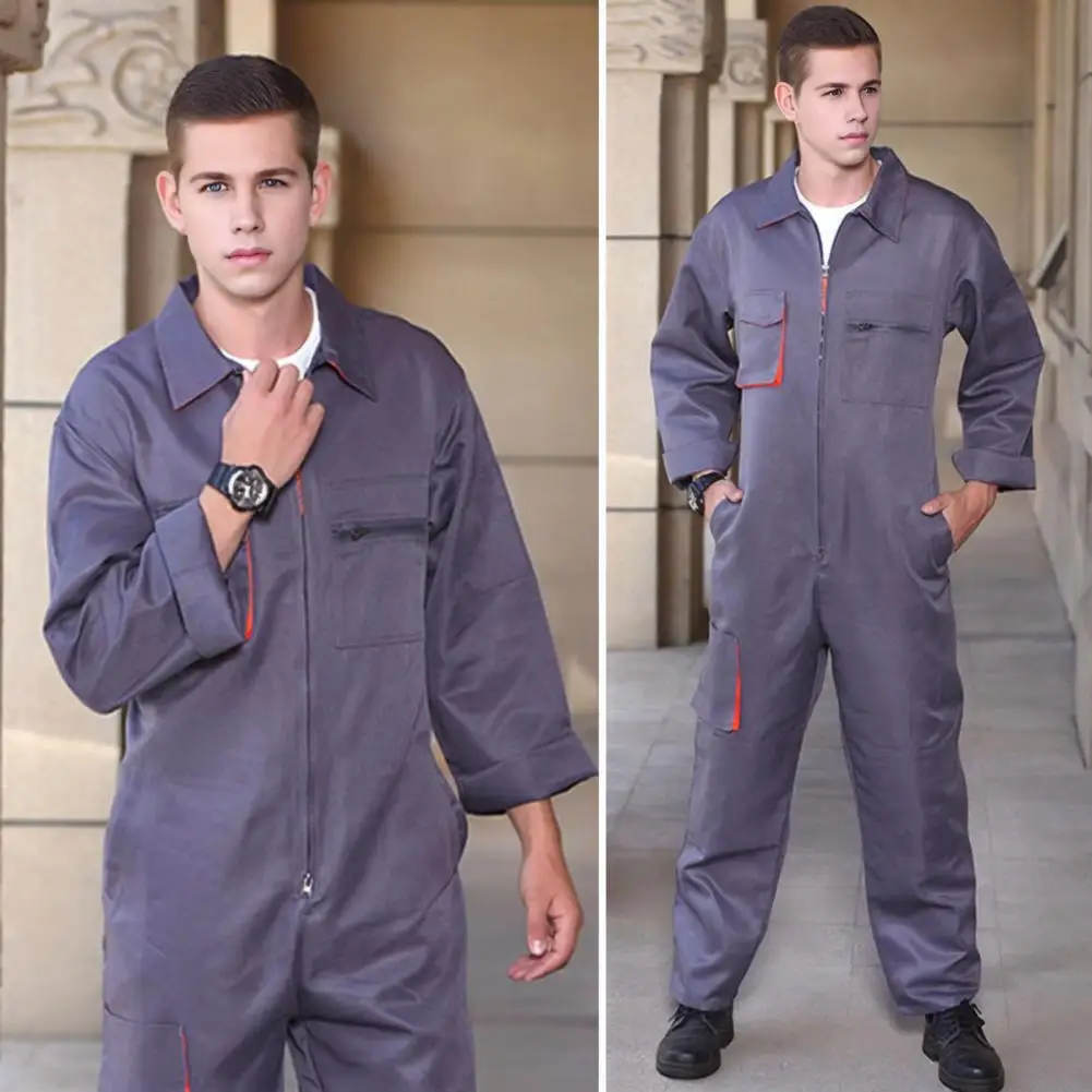 Work Clothes Stain-resistant Zipper Work Jumpsuit for Men Women Coveralls with Pockets Plus Size Welding Suit for Car Repair