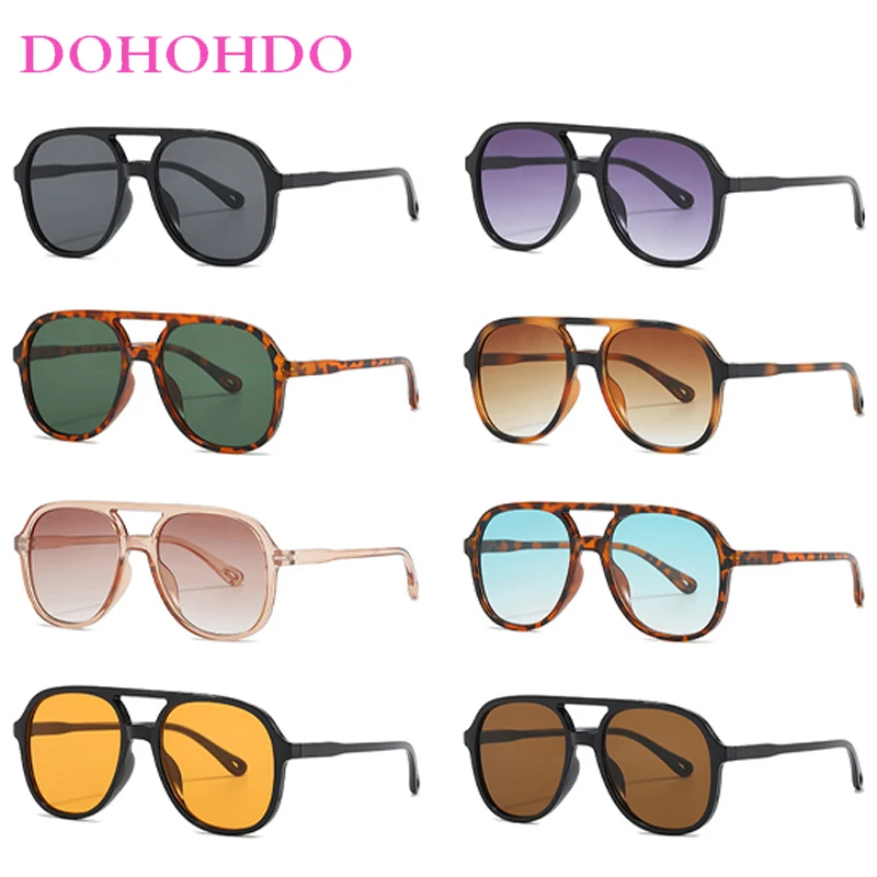 

Trend Retro Oval Twin Bridge Pilot Women Sunglasses New Luxury Designer Big Frame Men Sunglass Outdoor Driving Shades Очки UV400