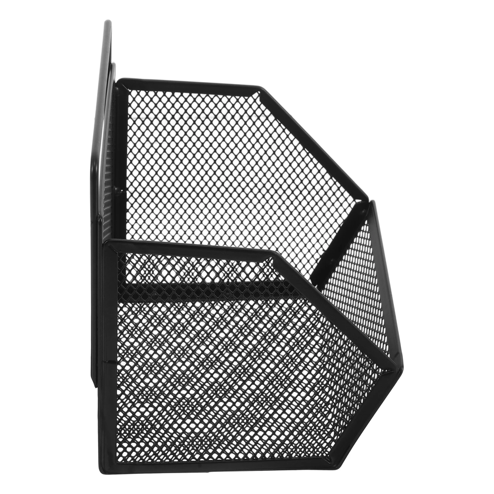 

Hanging Wall File Holder Metal Mesh Organizer Slanted Opening Nodrill Design Office Home Decorative Storage Basket