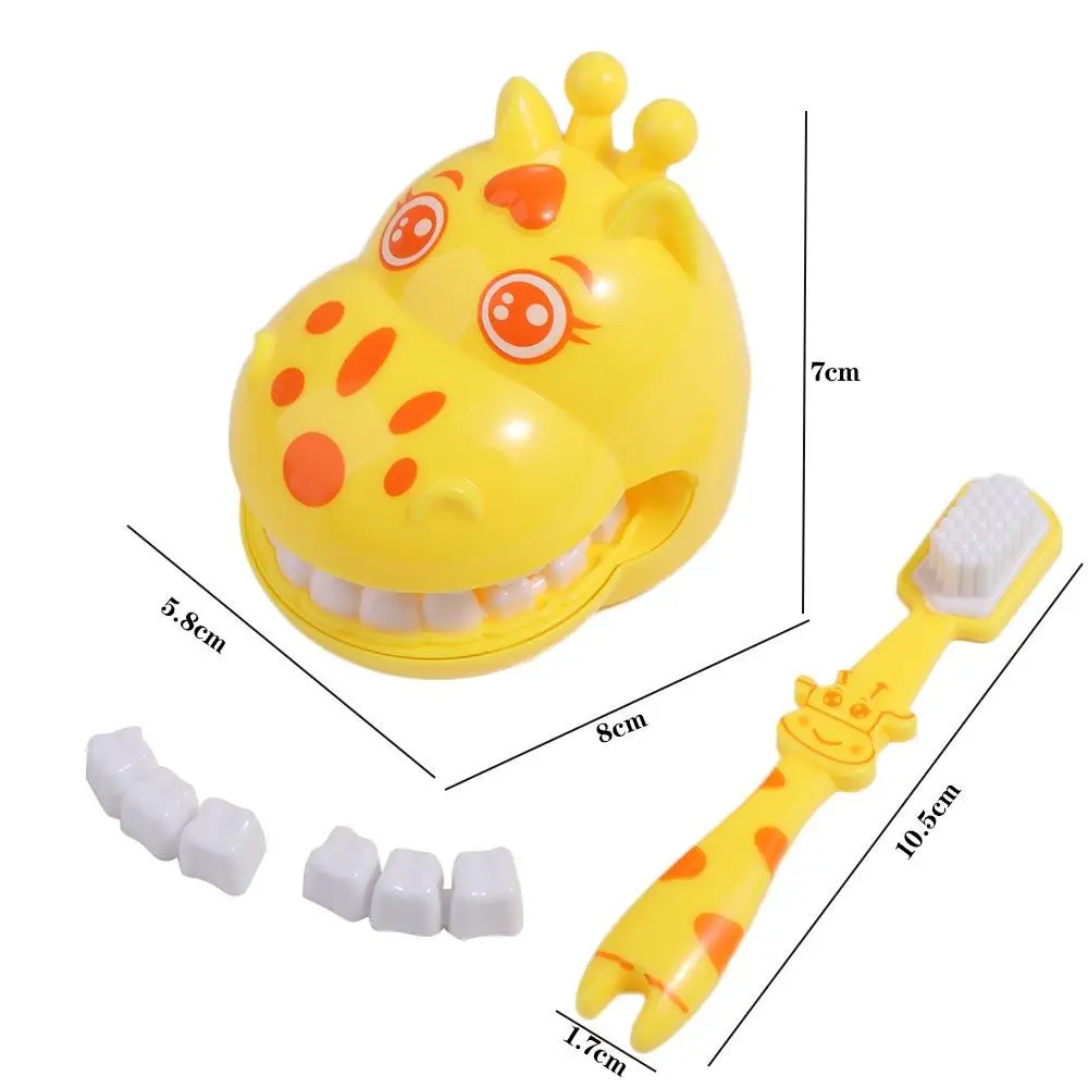 Brush Pretend Play Role-playing Games Set Kids Pretend Play Dentist Check Teeth Model Set Giraffe Modeling Dental Doctor Toys