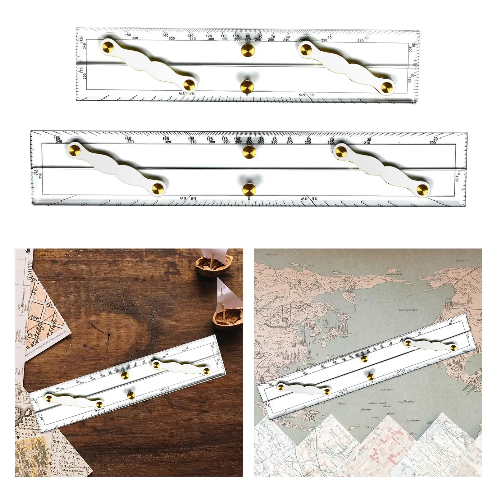 Navigation Parallel Ruler Easy to Use Roll Ruler for Office Measuring