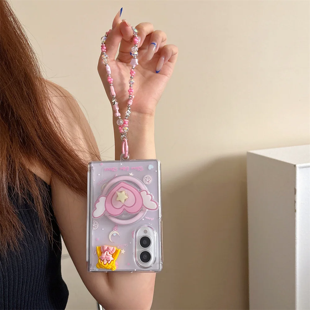 Nowa Moda 2026: Urocze etui magnetyczne na telefon dla dziewczyn, kompatybilne z Samsung Galaxy Z Fold 8, z funkcją stojaka Magsafe i łańcuszkiem, etui Z Fold8 dla dziewczyn. — zdjęcie produktu 6