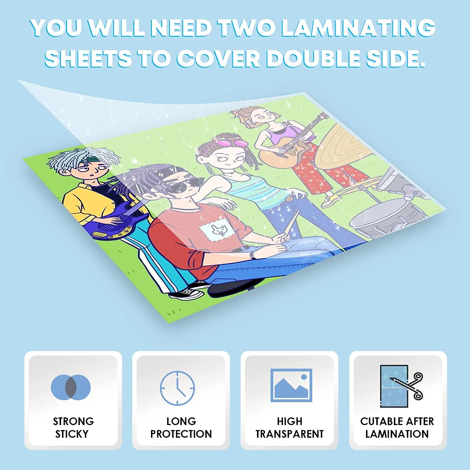 HTVRONT 20/50 Sheets 9X12inch Self-Adhesive Laminating Sheets No Machine Needed Clear Transparent Waterproof Vinyl Sticker Paper