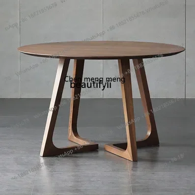 New arrive Nordic Solid Wood Home Round Dining Table Simple Modern Sales Office Cafe Meeting Room Reception Coffee Table Chair